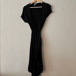 ASOS Black Wrap Fringe Dress
